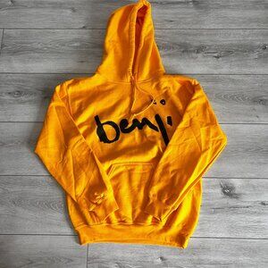 Cloney Benji Orange Long Sleeve Pullover Cotton Fleece Hoodie Small S Unisex